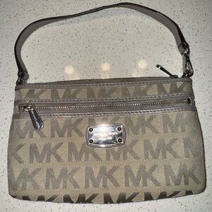 Michael Kors Gray Monogram Clutch